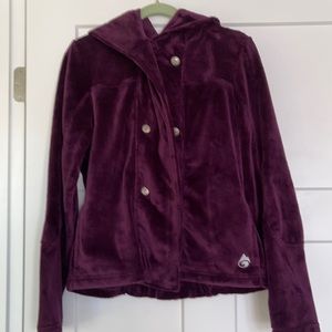Women’s soft furry fleece hooded outer jacket